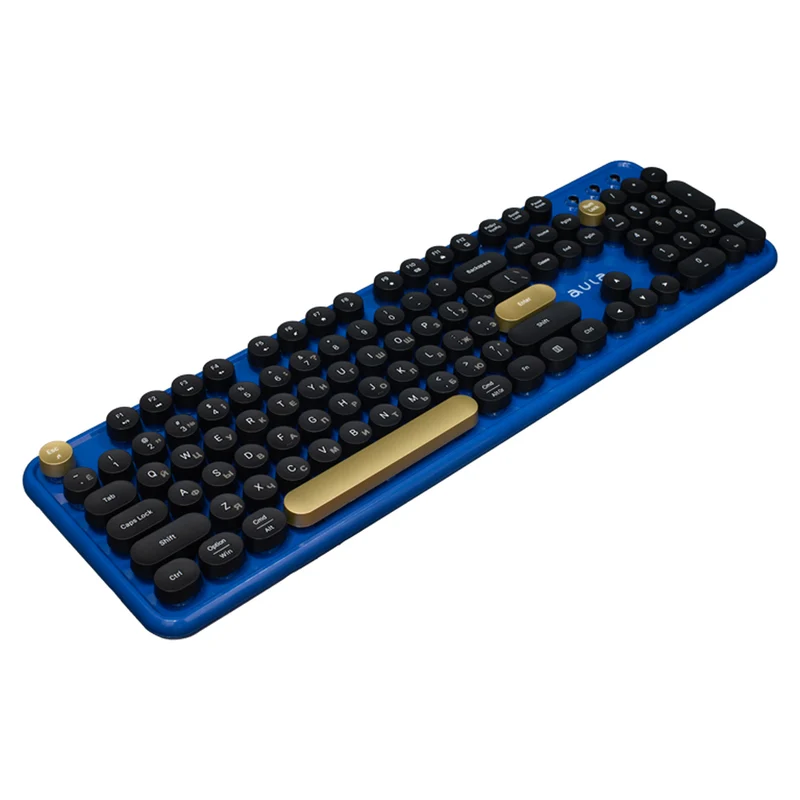 Aula AC306 Retro Round Wireless Keyboard & Mouse Combo (Royal Blue/Black)