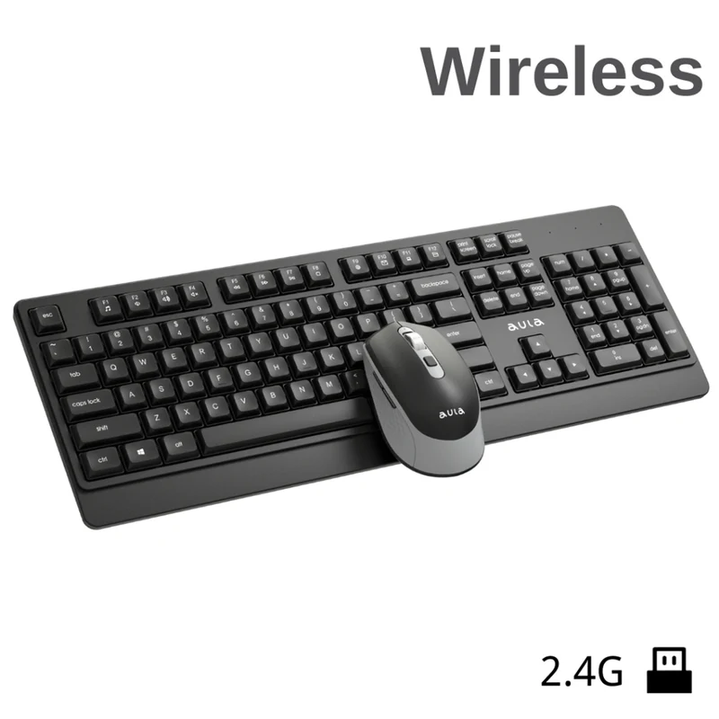 Aula AC203 2.4GHz Wireless Keyboard & Mouse Combo (Black)