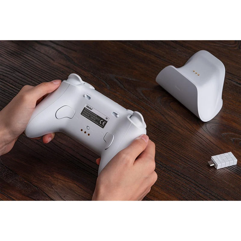 8BitDo Ultimate 2 Bluetooth Controller with TMR Joysticks, Switchable Hall Effect/ Tactile Triggers, Vibration & Motion Control, RGB Fire Ring with Charging Dock for Nintendo Switch/Windows PC/N-Switch Pro Controller (Black, White) (80ND)