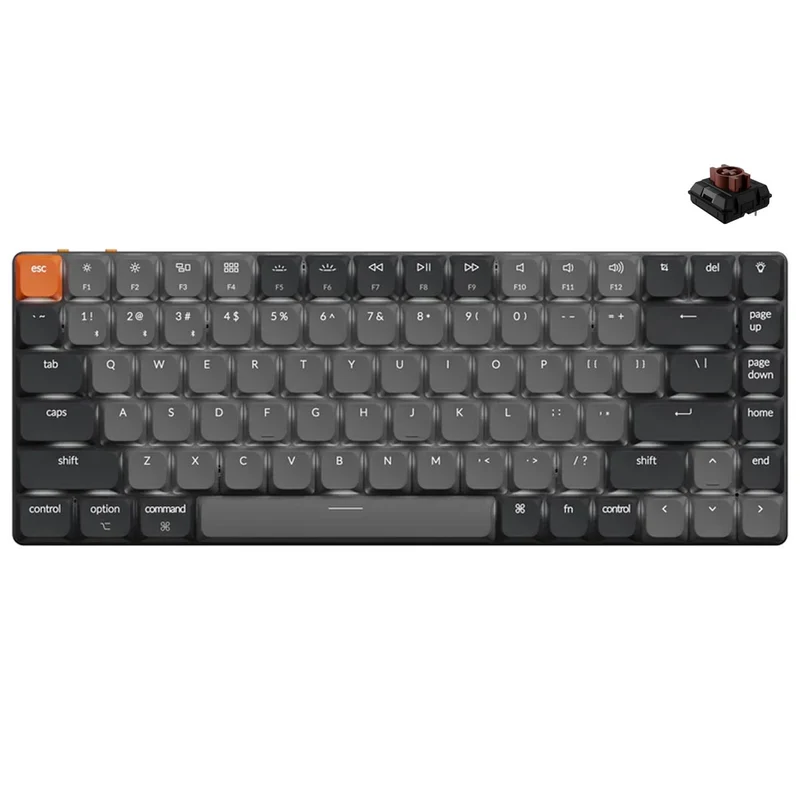 Keychron K3 QMK/VIA White Backlit Compact Wireless Mechanical Keyboard Version 3 - Black/Grey (Low Profile Gateron Mechanical Blue Switch) (K3X-A3)