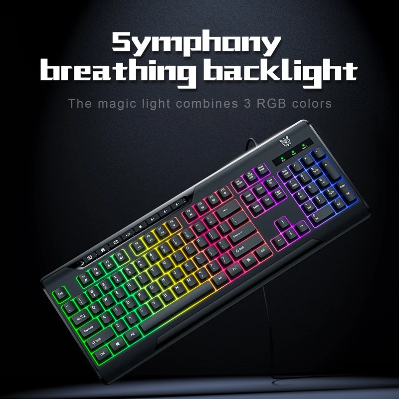 Onikuma TZ5006 5-in-1 RGB Wired Keyboard / Mouse/ Mouse Pad / Headset / Headset Stand Gaming Combo (Black)