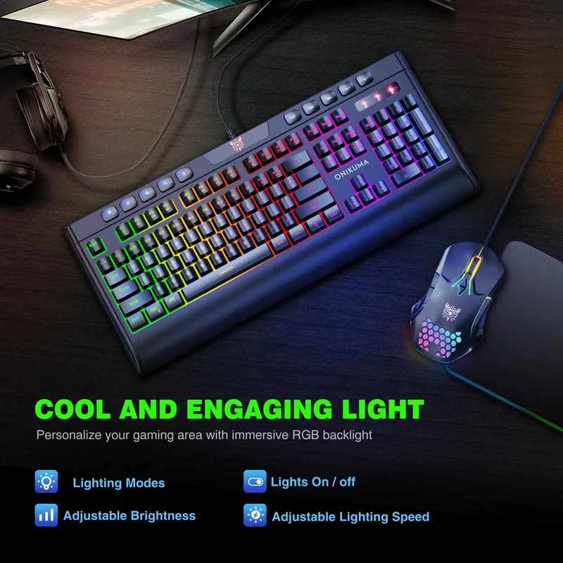 Onikuma G21 + CW902 RGB Wired Mechanical Keyboard Mouse Set (Black)