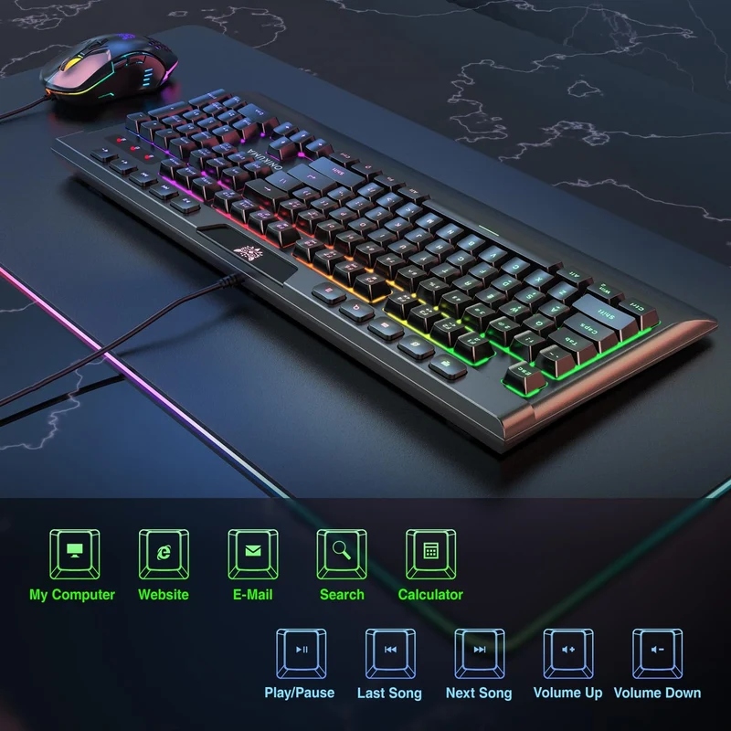 Onikuma G21 + CW902 RGB Wired Mechanical Keyboard Mouse Set (Black)