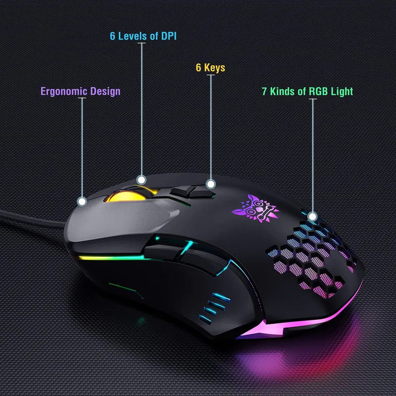 Onikuma G21 + CW902 RGB Wired Mechanical Keyboard Mouse Set (Black)