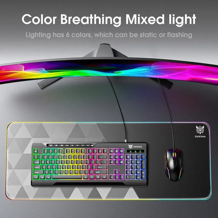 Onikuma G32 Matte Black Wired Gaming Keyboard With RGB Backlit Matte Key Caps