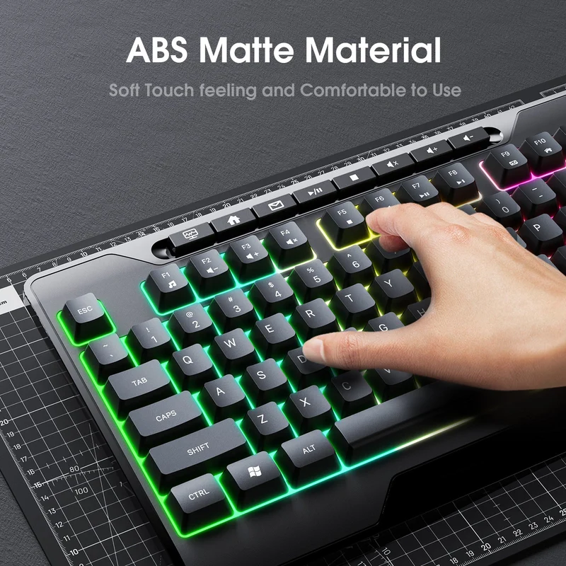 Onikuma G32 Matte Black Wired Gaming Keyboard With RGB Backlit Matte Key Caps