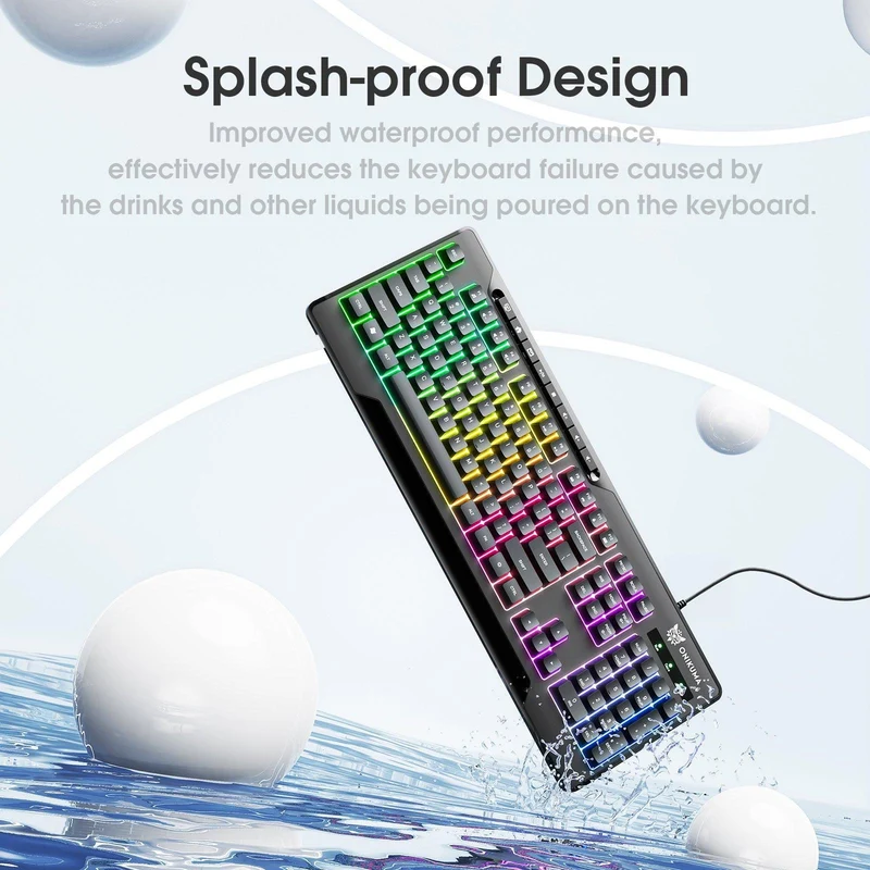 Onikuma G32 Matte Black Wired Gaming Keyboard With RGB Backlit Matte Key Caps