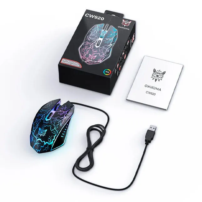 Onikuma CW920 Wired RGB Professional Gaming Mouse (Black)