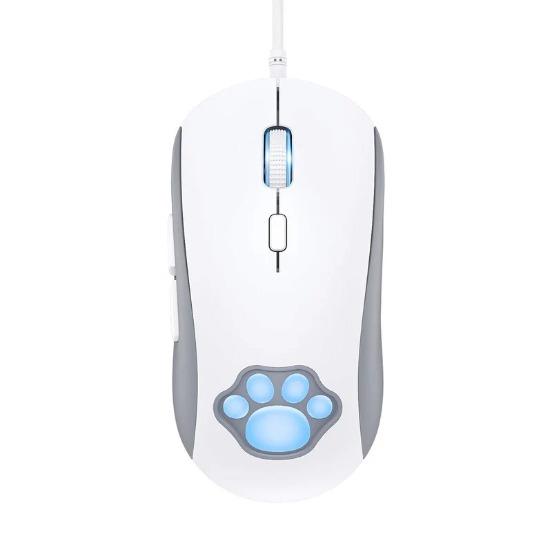 Onikuma CW918 Cat Paw RGB Wired Professional Gaming Mouse (White)