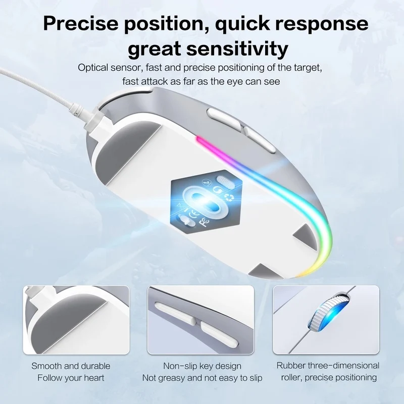 Onikuma CW918 Cat Paw RGB Wired Professional Gaming Mouse (White)