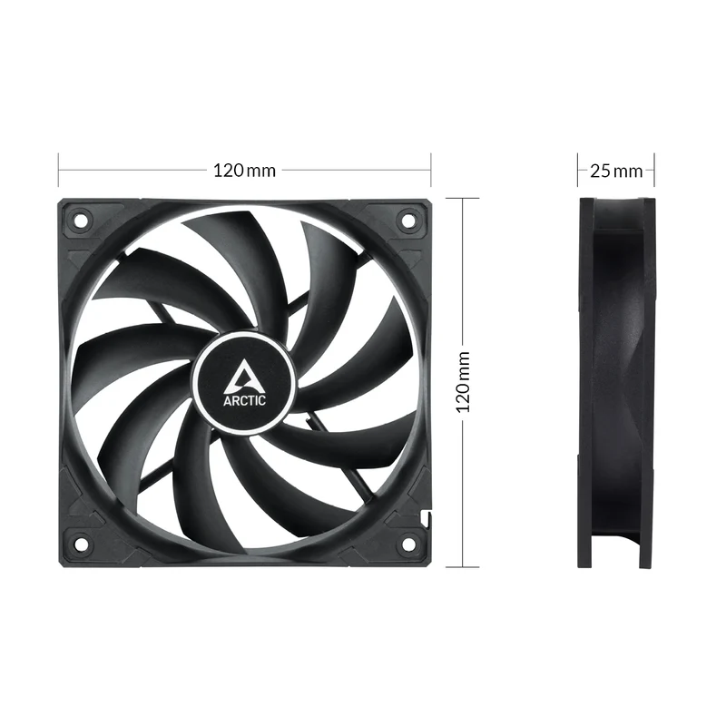 Arctic F12 PWM PST CO 120mm PWM with PST Case Fan for Continuous Operation (Black) (ACFAN00210A)