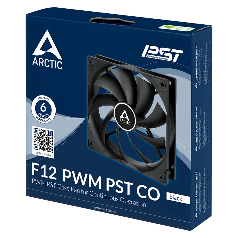 Arctic F12 PWM PST CO 120mm PWM with PST Case Fan for Continuous Operation (Black) (ACFAN00210A)