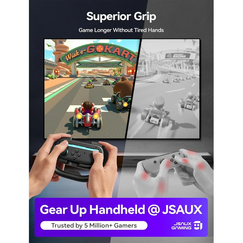 JSAUX Racing Steering Wheel 2-Pack for Nintendo Switch 2 (Black) (GP0403)