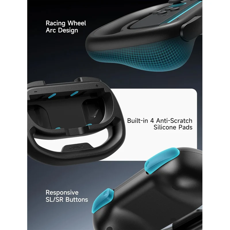 JSAUX Racing Steering Wheel 2-Pack for Nintendo Switch 2 (Black) (GP0403)