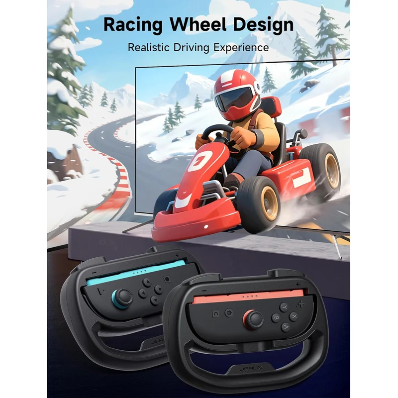 JSAUX Racing Steering Wheel 2-Pack for Nintendo Switch 2 (Black) (GP0403)