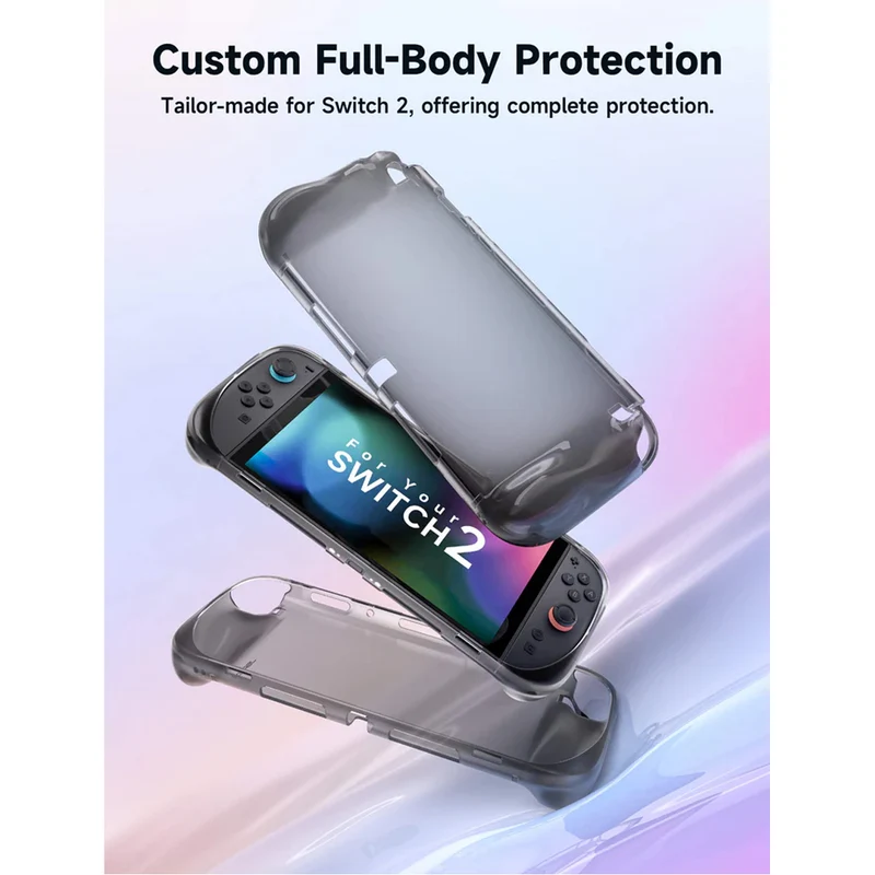 JSAUX Integrated Soft TPU Protective Case for Nintendo Switch 2 (Transparent Black, Transparent) (PC0115)