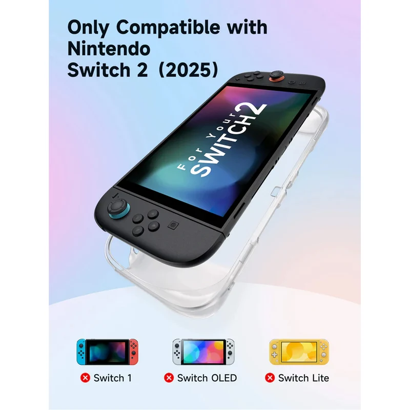 JSAUX Integrated Soft TPU Protective Case for Nintendo Switch 2 (Transparent Black, Transparent) (PC0115)