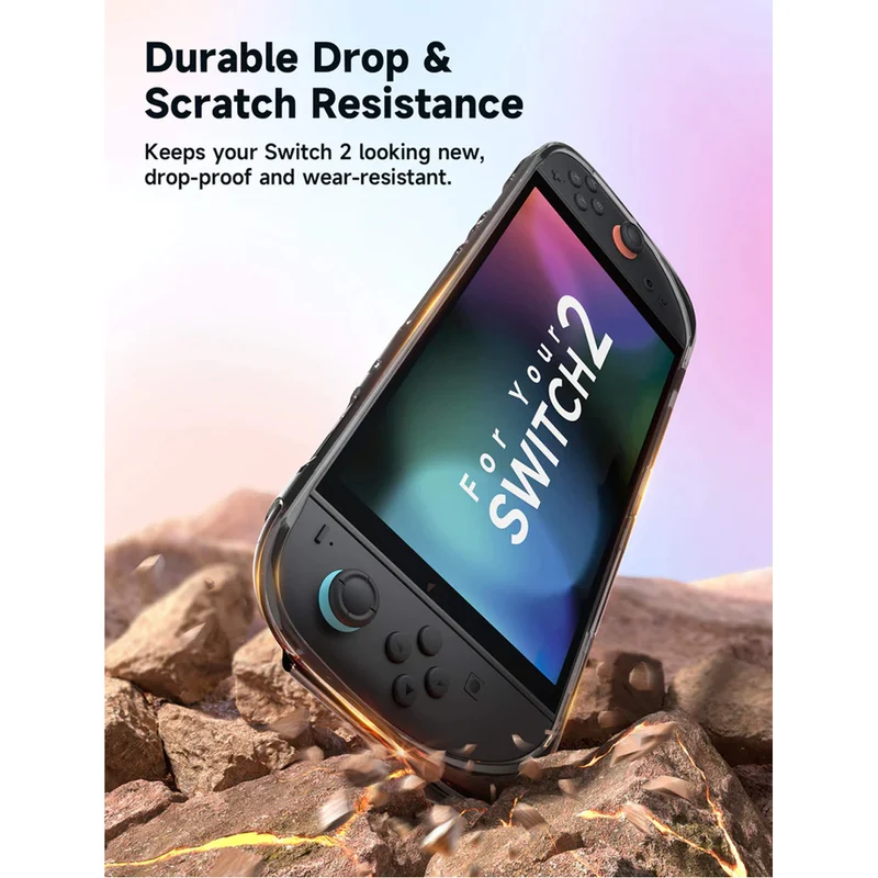 JSAUX Integrated Soft TPU Protective Case for Nintendo Switch 2 (Transparent Black, Transparent) (PC0115)