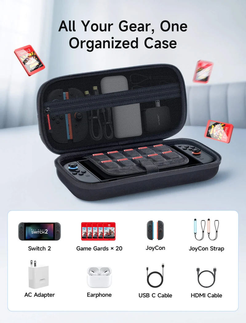 JSAUX Mega Carry Travel Case for Nintendo Switch 2 (Black) (BG0122)