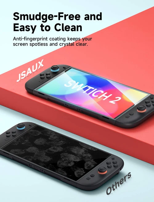 JSAUX Ultra Clear HD Tempered Glass Screen Protector 2-Pack for Nintendo Switch 2 (GP0123)