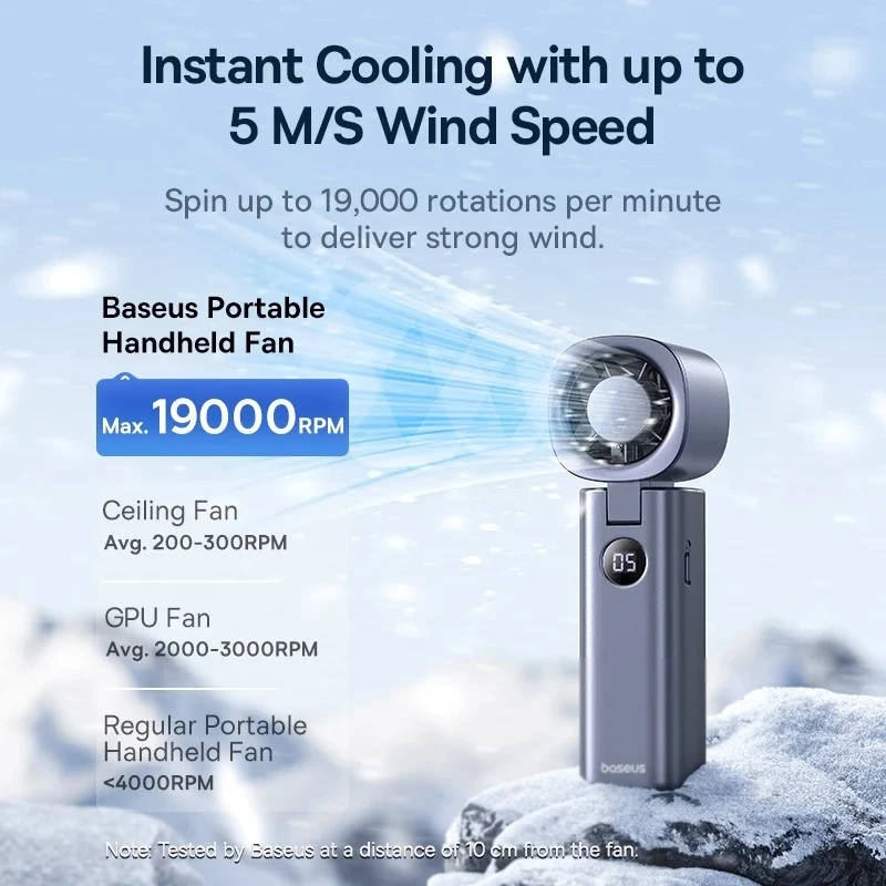 Baseus GoTrip DT1 High-Speed Foldable Handheld Fan (Space Grey) (C10272301813-00)