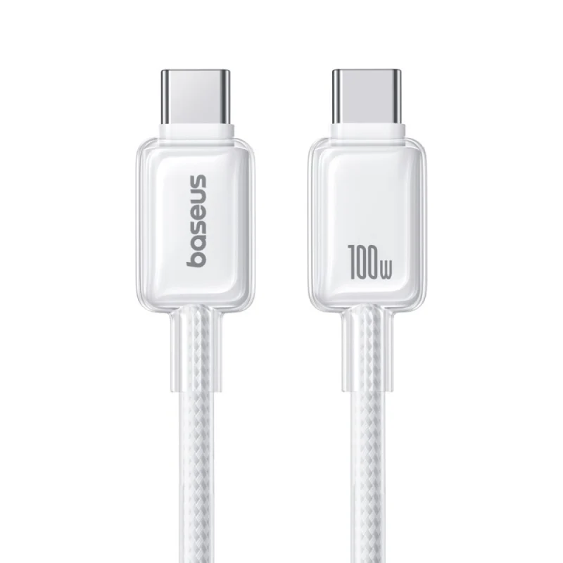 Baseus Crystal Fast Charging Data Cable USB-A to USB-C 100W (Moon White) (1M , 2M)