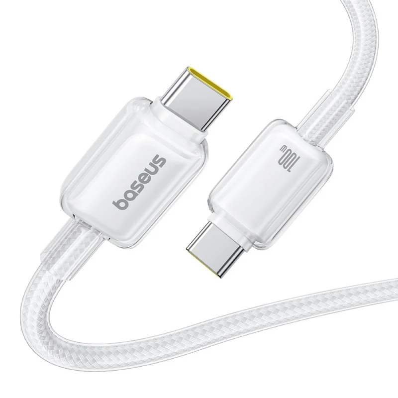 Baseus Crystal Fast Charging Data Cable USB-A to USB-C 100W (Moon White) (1M , 2M)