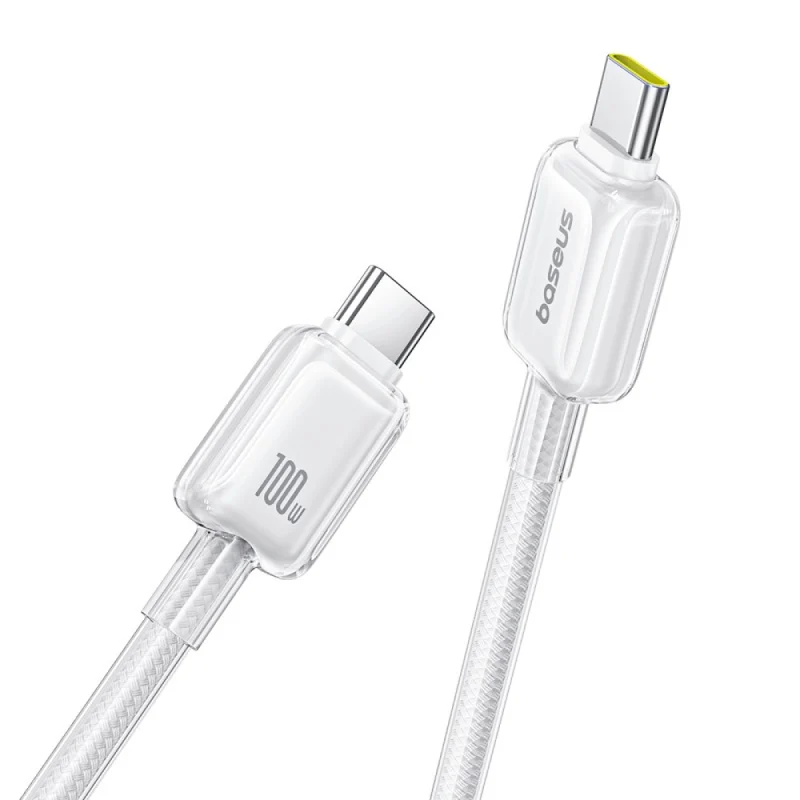 Baseus Crystal Fast Charging Data Cable USB-A to USB-C 100W (Moon White) (1M , 2M)