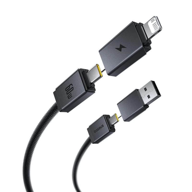 Baseus Versatile Two-for-Two Fast Charging Cable U+C to C+L 60W 2M (Cosmic Black) (P10383000121-02)