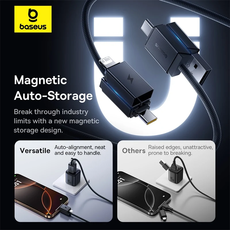Baseus Versatile Two-for-Two Fast Charging Cable U+C to C+L 60W 2M (Cosmic Black) (P10383000121-02)