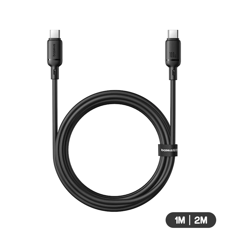 Baseus Silky Series Fast Charging Cable USB-C to USB-C 100W (1M, 2M) (Cluster Black)