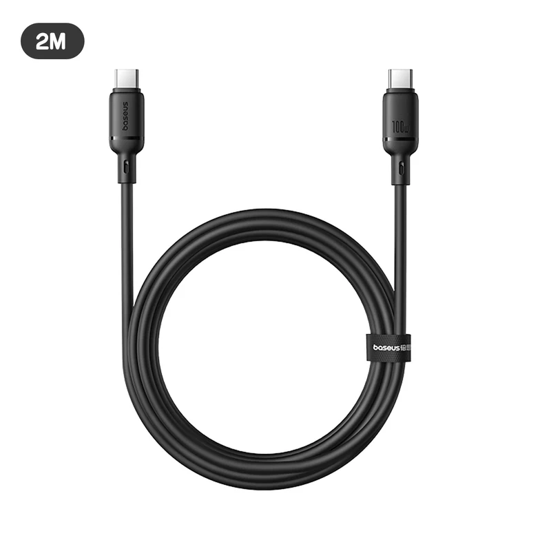 Baseus Silky Series Fast Charging Cable USB-C to USB-C 100W (1M, 2M) (Cluster Black)