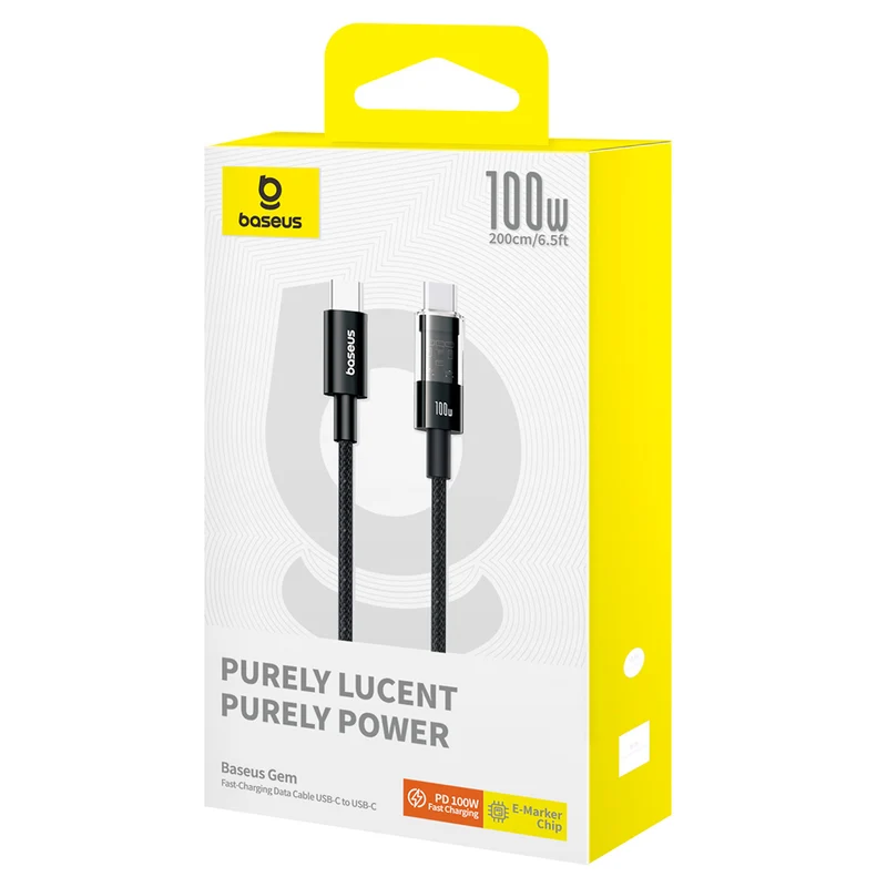 Baseus Gem Fast-Charging Data Cable USB-C to USB-C 100W 2M (Cluster Black) (P10373000111-01)