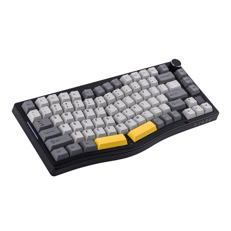 Ajazz AKS075 RGB Tri-Mode 75% Keys Hotswappable Mechanical Keyboard with Screen (Black/Gray/Yellow) (Gift Switch)