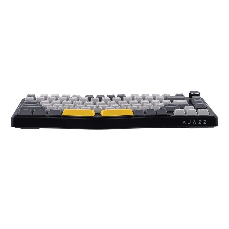 Ajazz AKS075 RGB Tri-Mode 75% Keys Hotswappable Mechanical Keyboard with Screen (Black/Gray/Yellow) (Gift Switch)