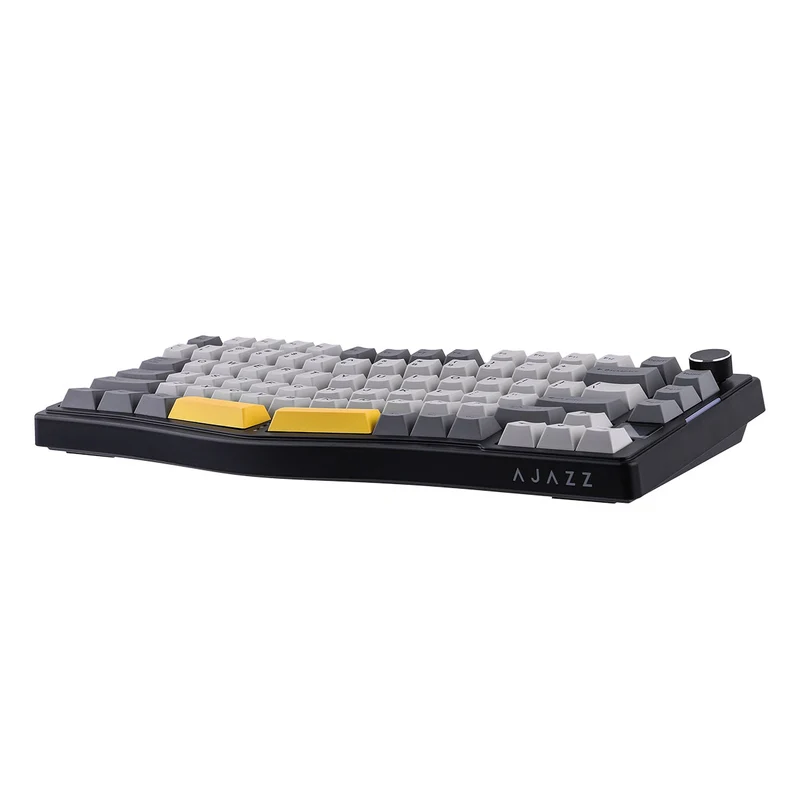 Ajazz AKS075 RGB Tri-Mode 75% Keys Hotswappable Mechanical Keyboard with Screen (Black/Gray/Yellow) (Gift Switch)