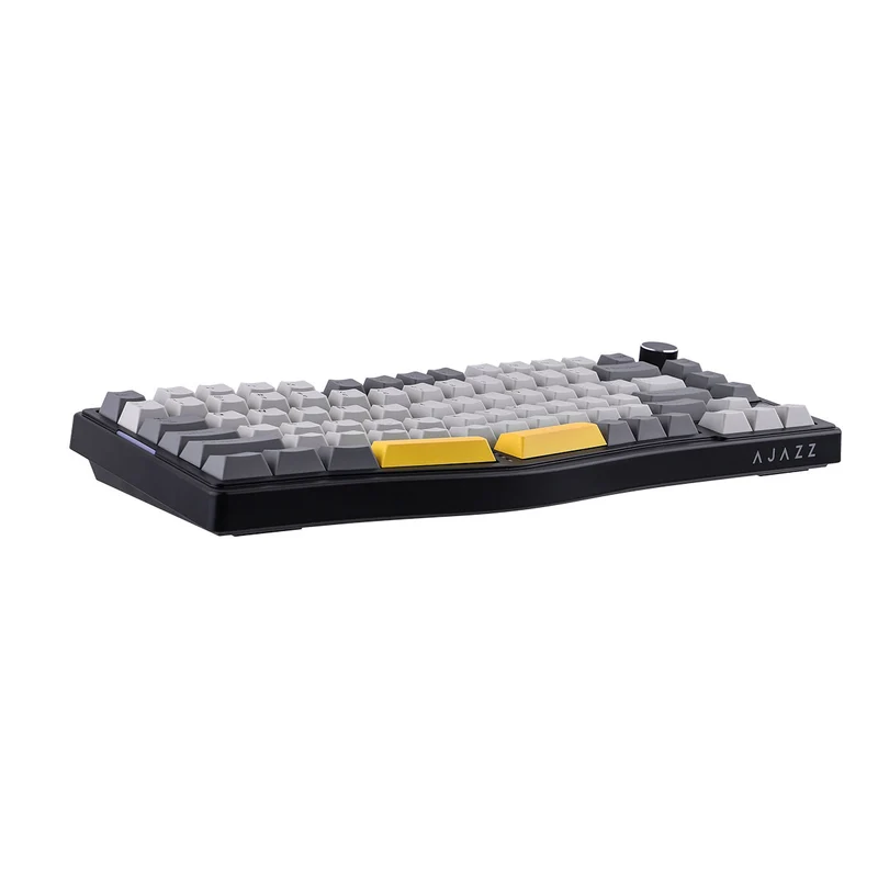 Ajazz AKS075 RGB Tri-Mode 75% Keys Hotswappable Mechanical Keyboard with Screen (Black/Gray/Yellow) (Gift Switch)