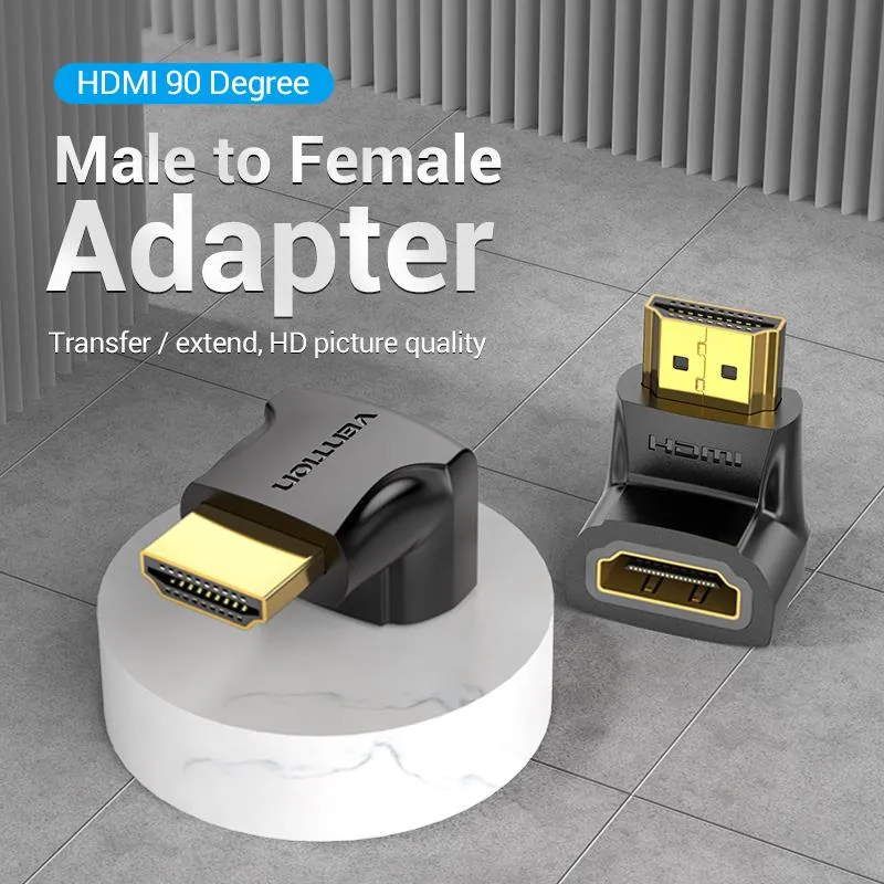Vention HDMI 90 Degree Male to Female Adapter (Black) (AIOB0)