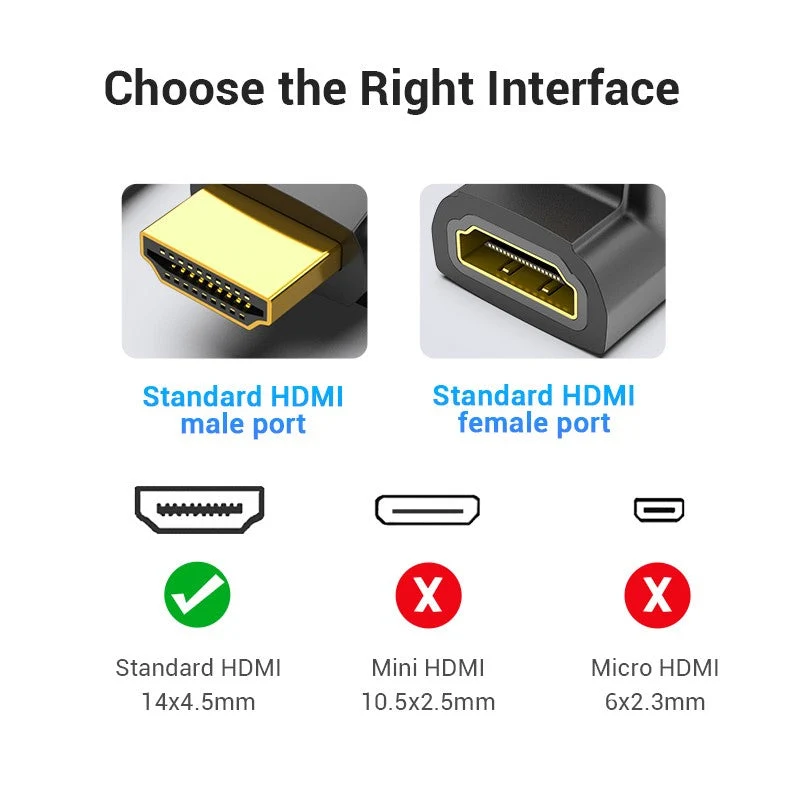 Vention HDMI 90 Degree Male to Female Adapter (Black) (AIOB0)