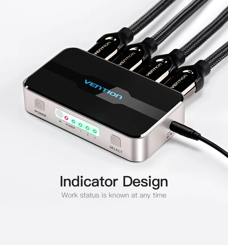 Vention 3-in-1 Out HDMI Switcher (Gray Aluminum Alloy Type, Blue Aluminum Alloy Type)