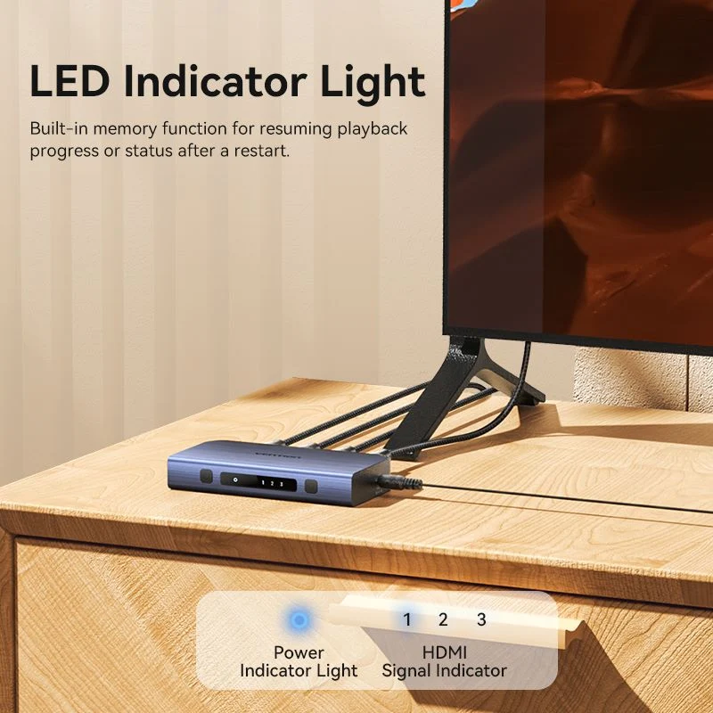 Vention 3-in-1 Out HDMI Switcher (Gray Aluminum Alloy Type, Blue Aluminum Alloy Type)
