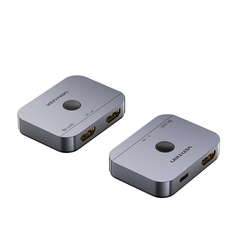 Vention 2-Port Bi-Directional 8K HDMI Switcher - Gray Aluminum Alloy Type (AKPH0)