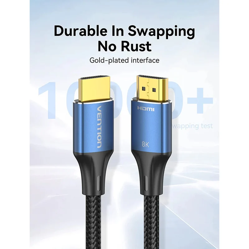 Vention Cotton Braided HDMI-A Male to Male HD Cable 8K Aluminum Alloy Type (1.5M, 3M, 5M)