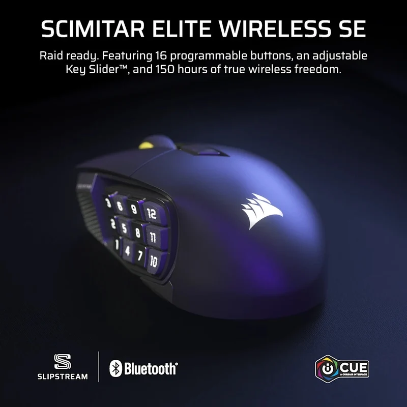 Corsair Scimitar Elite Wireless SE MMO Gaming Mouse (Gunmetal, White)