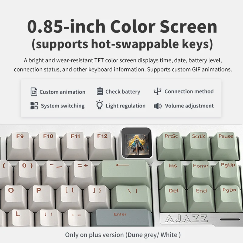 Ajazz QS87 Max RGB Tri-Mode 87-Keys Aluminum CNC Case Hot-Swappable Mechanical Keyboard (Cyan/White/Blue) (Flame Red V2 Switch)