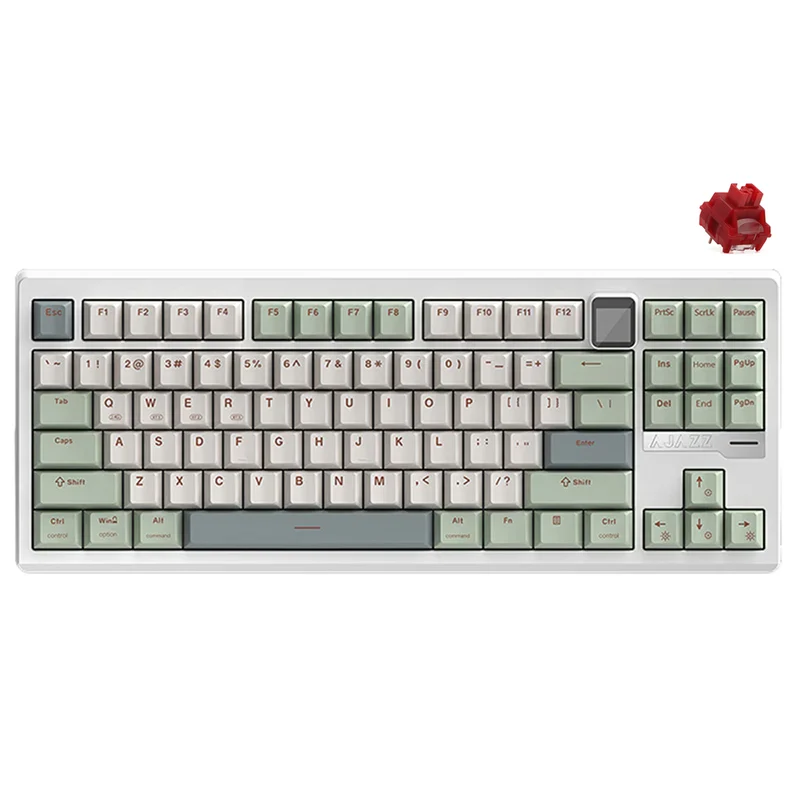 Ajazz QS87 Max RGB Tri-Mode 87-Keys Aluminum CNC Case Hot-Swappable Mechanical Keyboard (Cyan/White/Blue) (Flame Red V2 Switch)