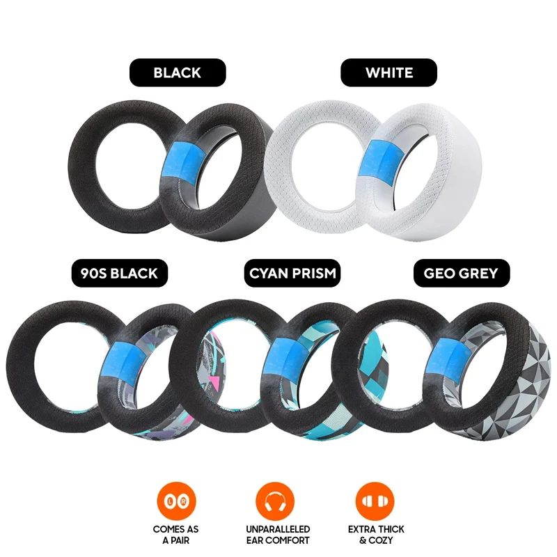 Wicked Cushions WC FreeZe Pulse Elite - Cooling Gel Earpads For PlayStation Pulse Elite Headset (Black, White, 90s Black, Cyan Prism, Geo Grey) (Pulse-Elite-FR-B, Pulse-Elite-FR-W, Pulse-Elite-FR-90B, (Pulse-Elite-FR-CP, Pulse-Elite-FR-GG)