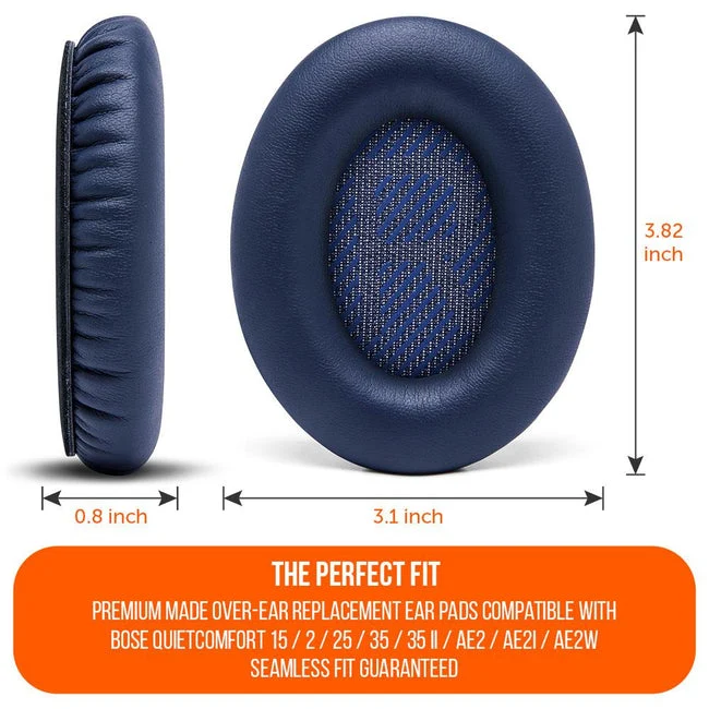 Wicked Cushions Bose QC 35 Replacement Ear Pads (Black, Midnight Blue, Silver, Geo Grey, Snow Camo, Black Camo, 90s White, 90s Black) (DW-EUAI-QYAW, ZI-3M67-96O0, 4B-NWTC-V89C, TI-AZM0-J0JH, OC-90BK-QG4D, Z7-YSOW-KHPB, BoseQC35-90W, BoseQC35-90B)