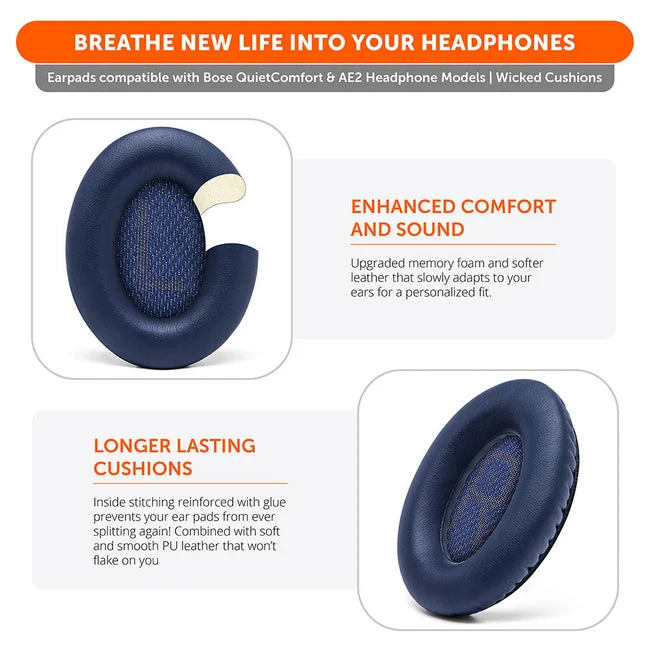 Wicked Cushions Bose QC 35 Replacement Ear Pads (Black, Midnight Blue, Silver, Geo Grey, Snow Camo, Black Camo, 90s White, 90s Black) (DW-EUAI-QYAW, ZI-3M67-96O0, 4B-NWTC-V89C, TI-AZM0-J0JH, OC-90BK-QG4D, Z7-YSOW-KHPB, BoseQC35-90W, BoseQC35-90B)