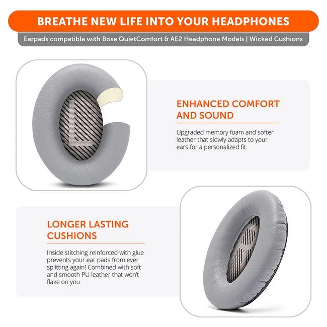 Wicked Cushions Bose QC 35 Replacement Ear Pads (Black, Midnight Blue, Silver, Geo Grey, Snow Camo, Black Camo, 90s White, 90s Black) (DW-EUAI-QYAW, ZI-3M67-96O0, 4B-NWTC-V89C, TI-AZM0-J0JH, OC-90BK-QG4D, Z7-YSOW-KHPB, BoseQC35-90W, BoseQC35-90B)